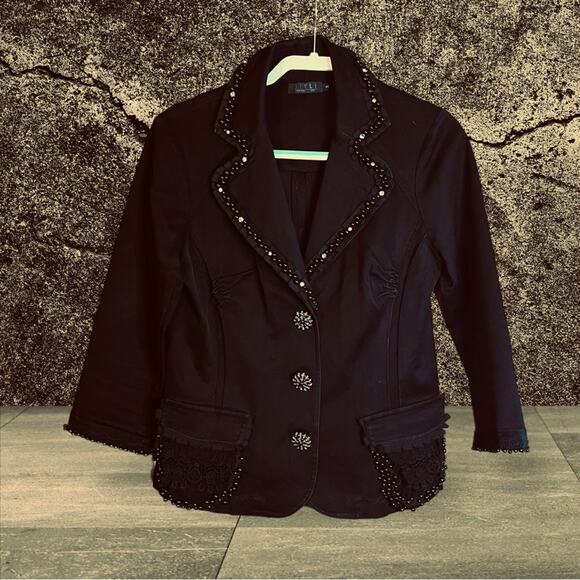 Style New York Beautiful Jacket with Beads, Jeweled Buttons, and Lace. Size S - Picture 2 of 8